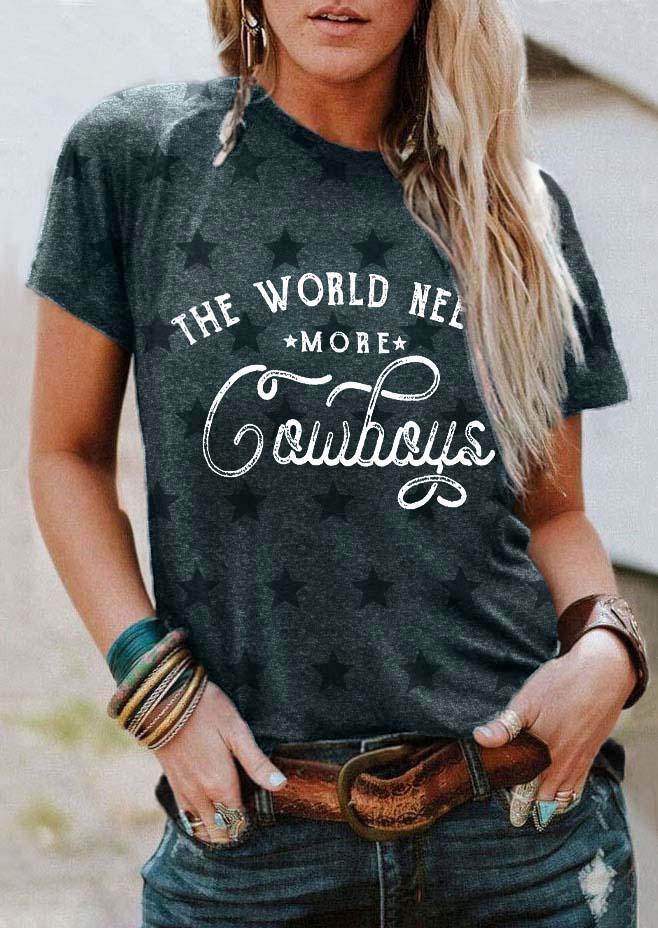 

T-shirts Tees The World Needs More Cowboys Star T-Shirt Tee - Dark Green in Green. Size: L,,XL