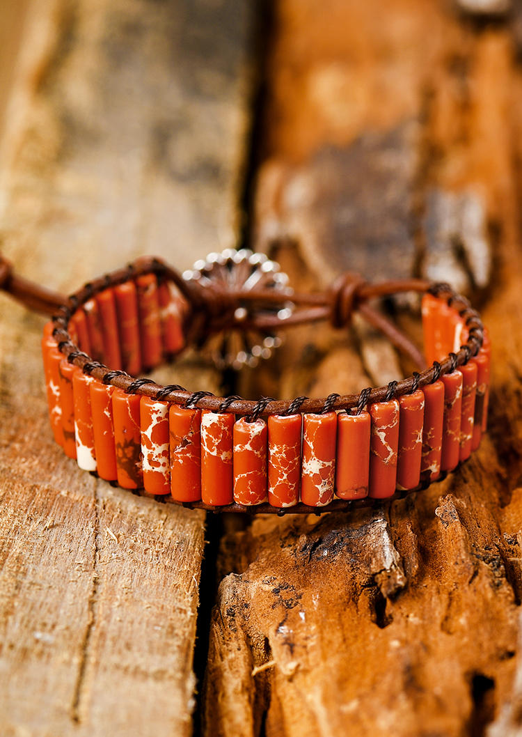 

Bracelet Sunflower Stone Beaded Wrap Bracelet in Orange. Size