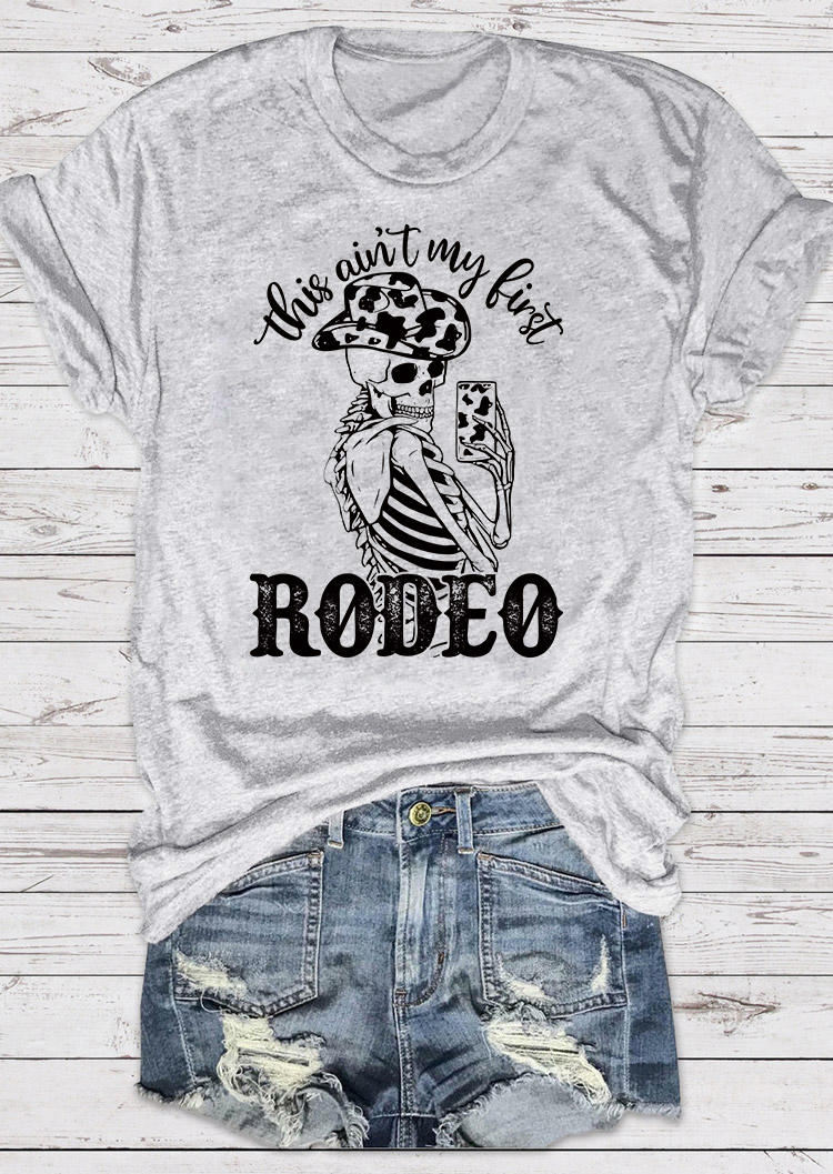 

T-shirts Tees Halloween This Ain't My First Rodeo Skeleton Cow T-Shirt Tee - Light Grey in Gray. Size: L,,XL