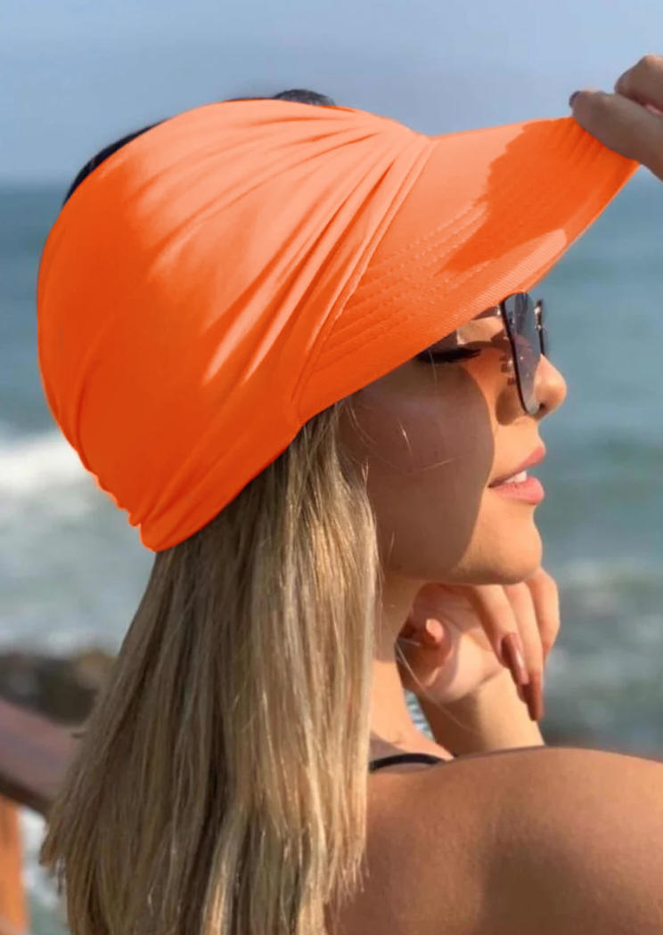 

Hats Ruched Hollow Out Sun Hat in Orange. Size