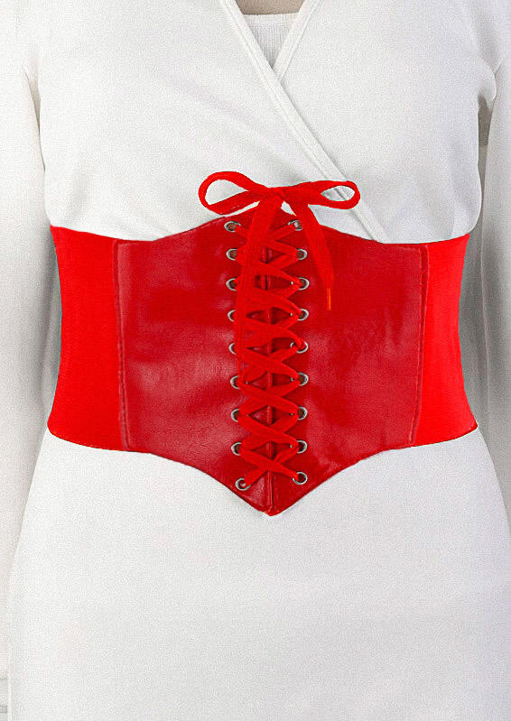 

Belts Halloween Lace Up Wide Waistband Belt in Red. Size