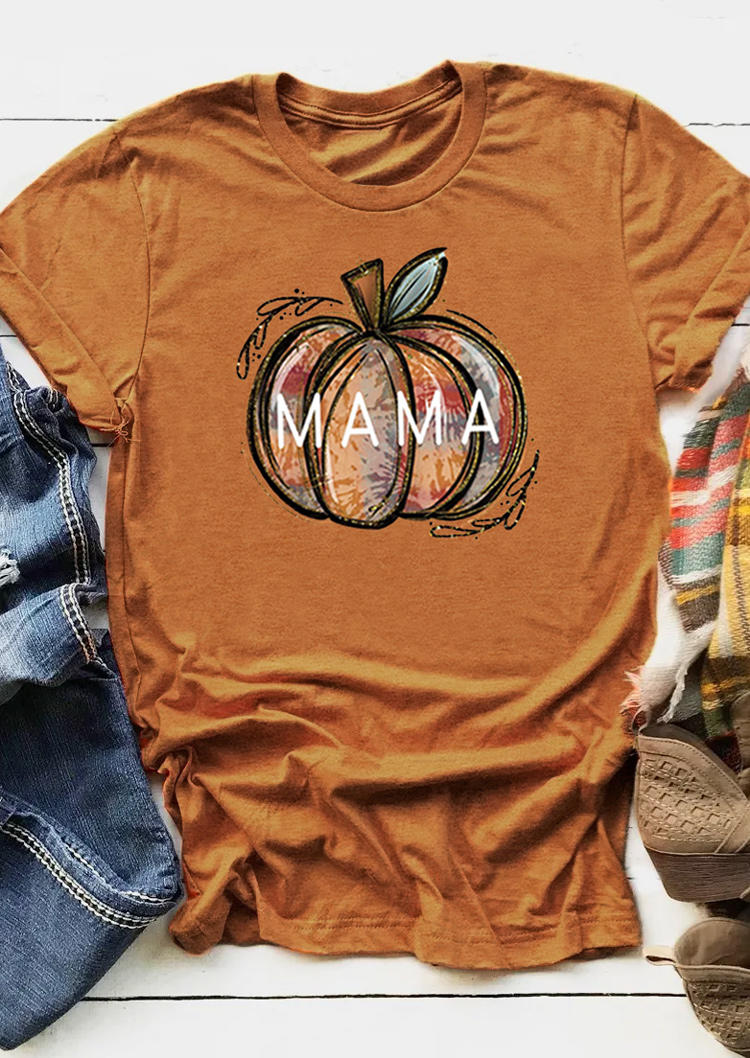 

T-shirts Tees Mama Pumpkin O-Neck T-Shirt Tee in Orange. Size
