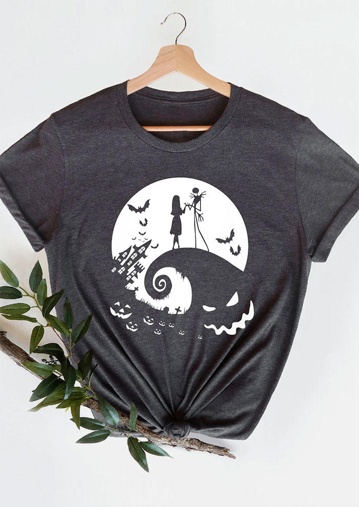 

T-shirts Tees Halloween Pumpkin Face Bat T-Shirt Tee - Dark Grey in Gray. Size