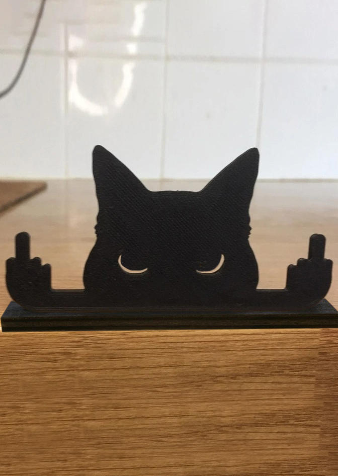 

Peeping Naughty Black Cat Garden Decor Ornament in Black. Size