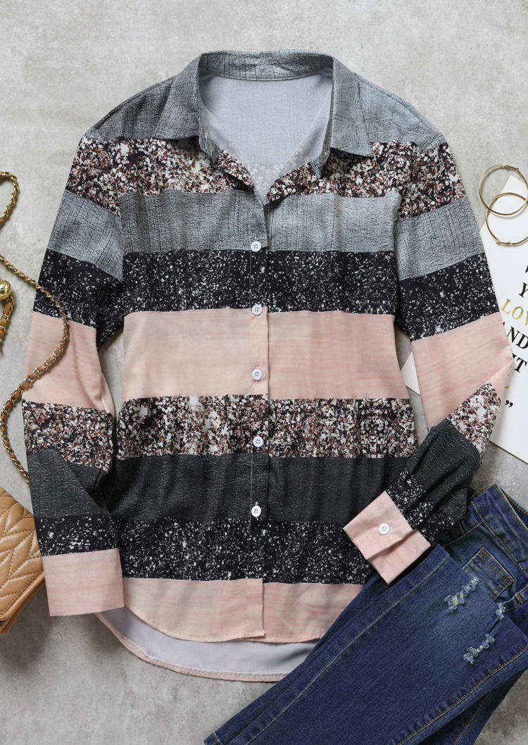 

Shirts Glitter Color Block Long Sleeve Shirt in Multicolor. Size