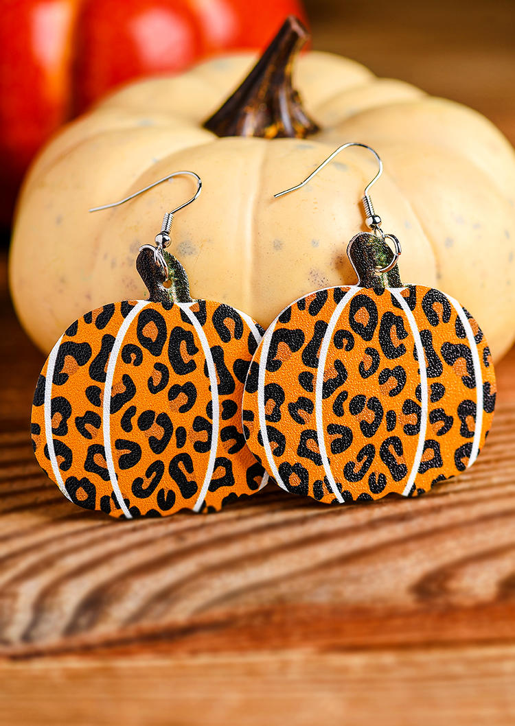 

Earrings Pumpkin Leopard PU Leather Earrings in Multicolor. Size