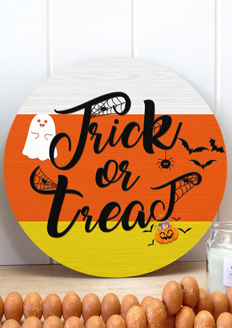 

Halloween Pumpkin Face Spider Bat Ghost Trick Or Treat Ornament in Multicolor. Size