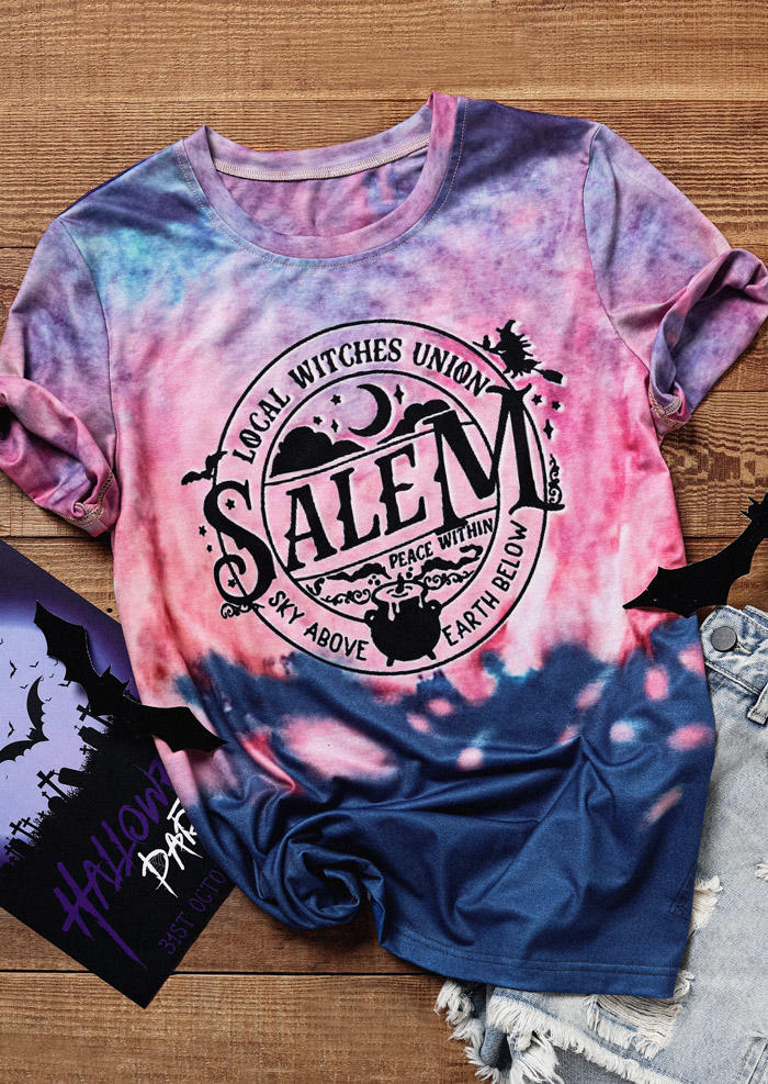 Halloween Local Witches Union Salem Tie Dye T-Shirt Tee