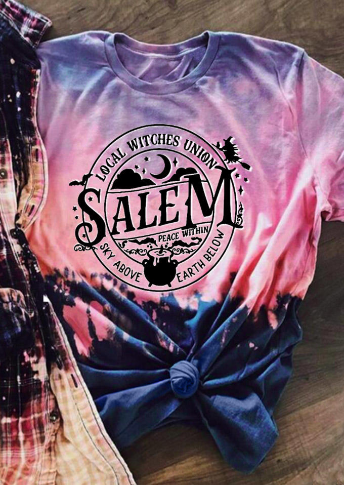 T-shirts Tees Halloween Local Witches Union Salem Tie Dye T-Shirt Tee in Multicolor. Size: L,M