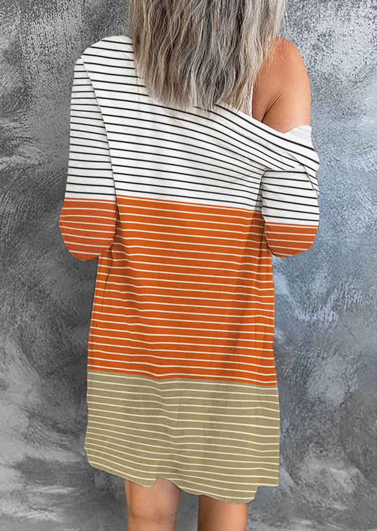 

Cardigans Striped Color Block Button Casual Cardigan in Orange. Size: L,M,,XL