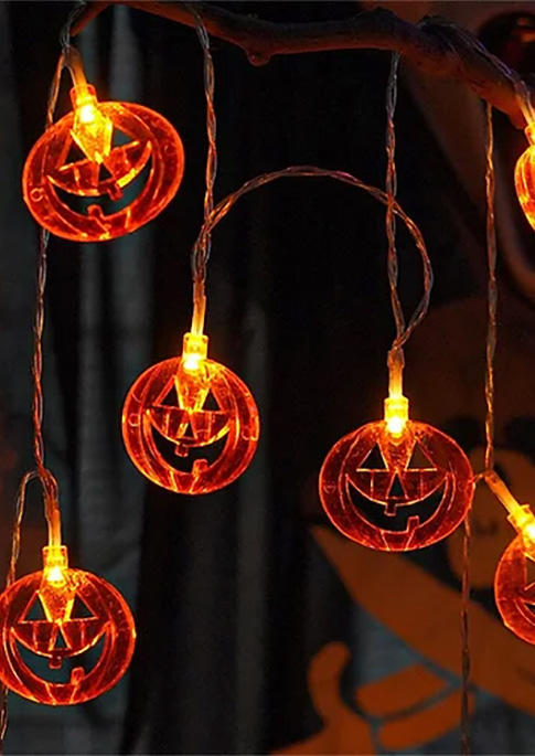 

Halloween Pumpkin Face String Lights Ornament without Battery in Orange. Size