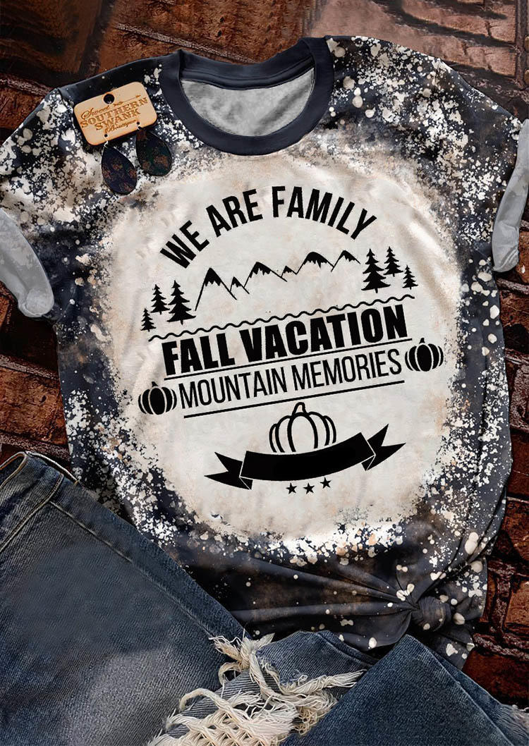 T-shirts Tees We Are Family Fall Vacation Mountain Memories Bleached T-Shirt Tee in Black. Size: L,M,S,XL