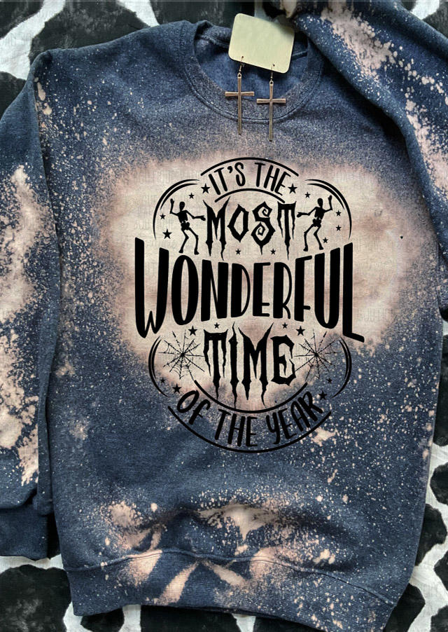 

Sweatshirts Halloween It' The Most Wonderful Time Of The Year Bleached Sweatshirt in Multicolor. Size: L,M,,XL