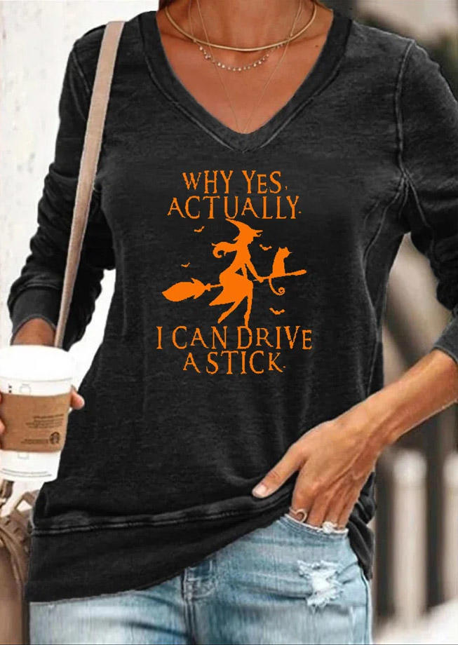 Sweatshirts Halloween Why Yes Actually I Can Drive A Stick Sweatshirt in Black. Size: L,M,S,XL