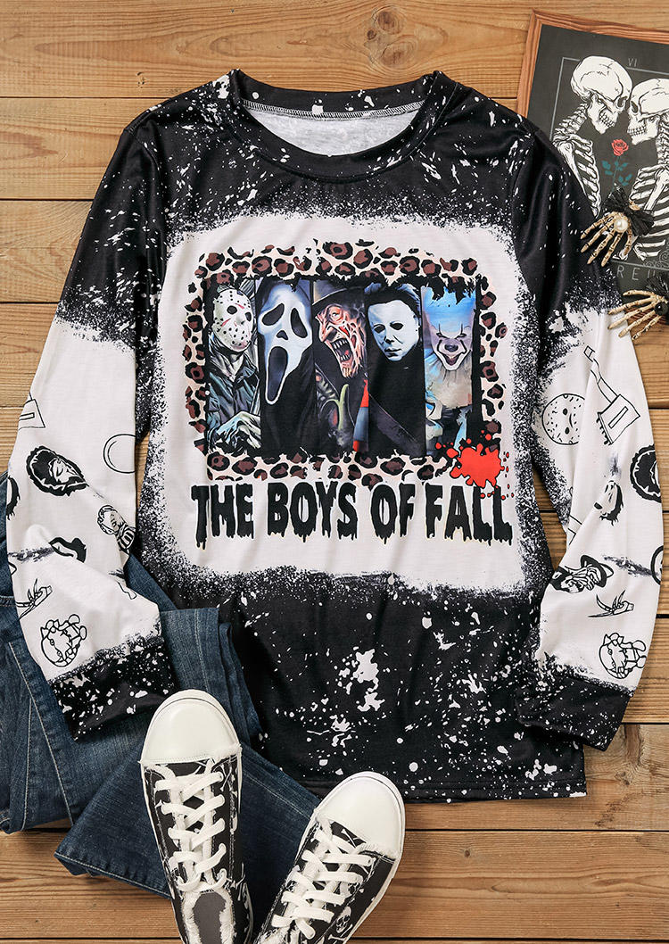 Sweatshirts Halloween The Boys Of Fall Leopard Bleached Sweatshirt in Black. Size: L,M,S,XL