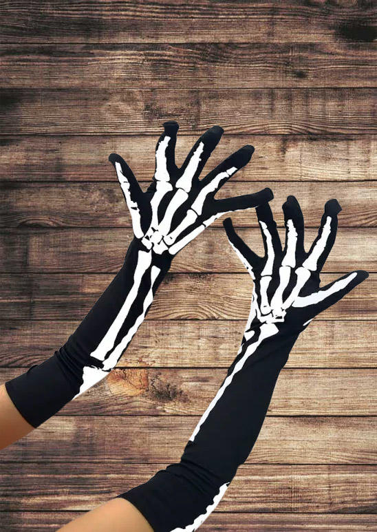 

Gloves Halloween Costumes Horror Skeleton Long Gloves in Black. Size