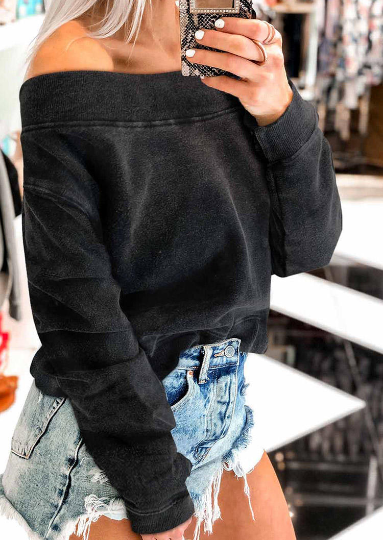 

Blouses Long Sleeve Off Shoulder Blouse in Black. Size
