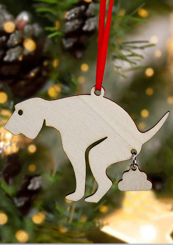 

Christmas Decoration Pooping Dog Christmas Tree Hanging Ornament - Beige in White. Size