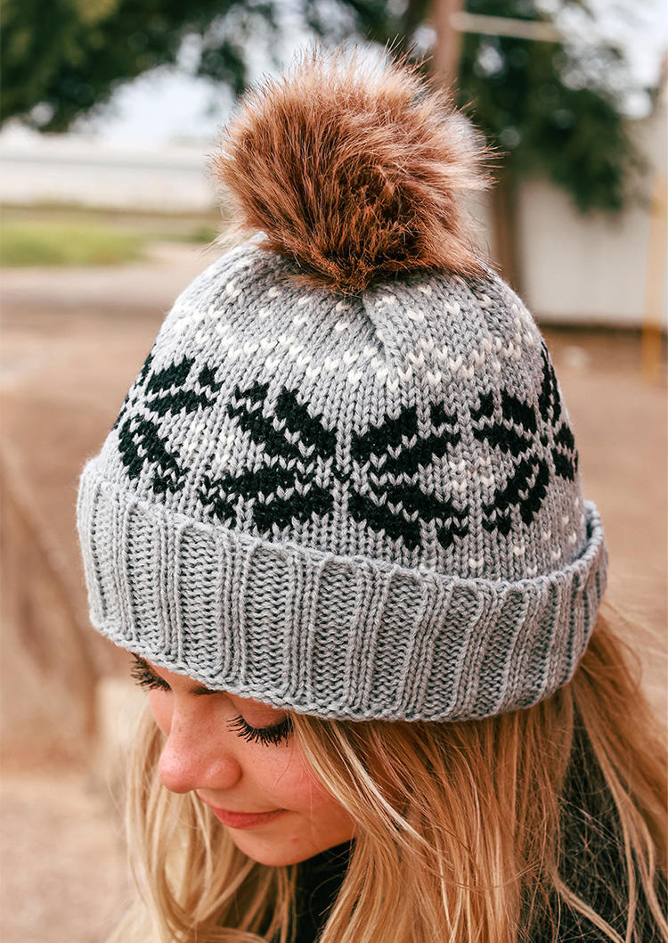 

Hats Soft Warm Knitted Hairball Hat in Gray. Size