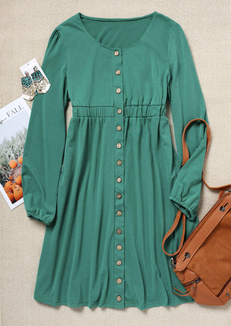 

Mini Dresses Button Long Sleeve Mini Dress in Green. Size: ,XL