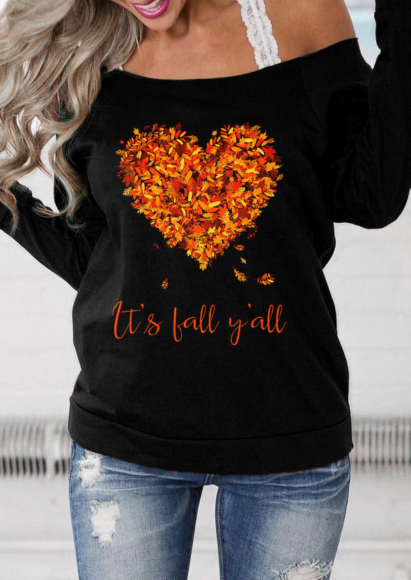 

Sweatshirts It' Fall Y'all Maple Leaf Sweatshirt without Lace Camisole in Black. Size: L