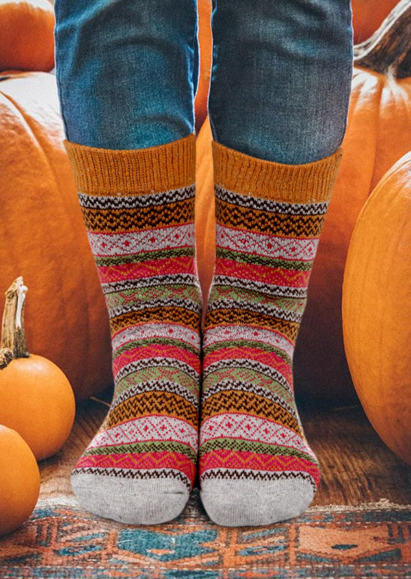 

Crew Socks Ethnic Geometric Crew Socks in Multicolor. Size