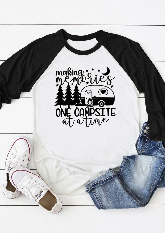T-shirts Tees Making Memories One Campsite At A Time T-Shirt Tee in Black. Size: M,S