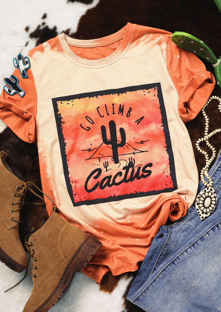 

T-shirts Tees Go Climb A Cactus Bleached T-Shirt Tee in Orange. Size