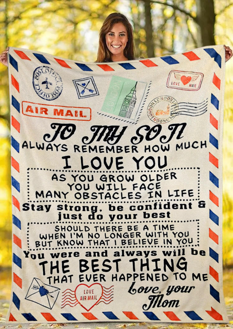 

Blanket To My Son I Love You Graphic Blanket in Multicolor. Size