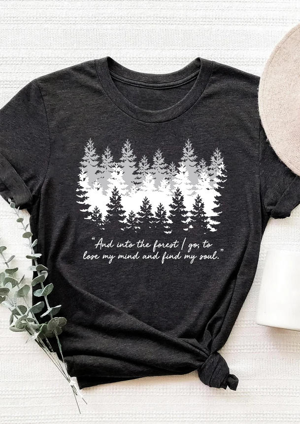 

T-shirts Tees And Into The Forest I Go To Lose My Mind And Find My Soul T-Shirt Tee - Dark Grey in Gray. Size
