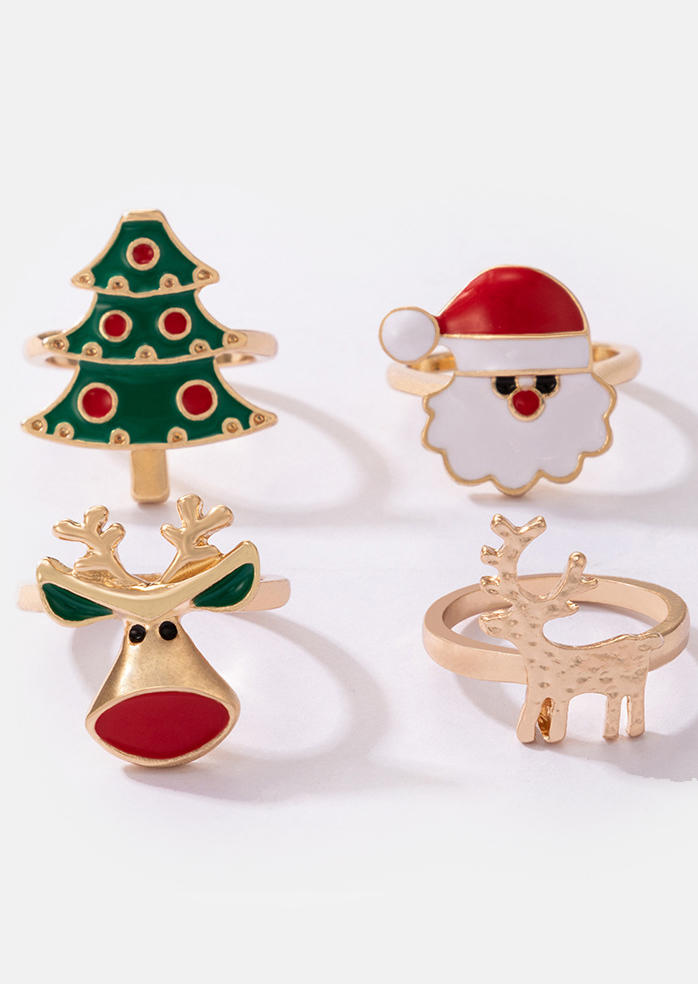 

Rings Christmas Tree Reindeer Ring Set in Multicolor. Size