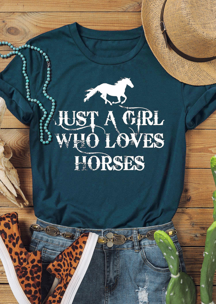 

T-shirts Tees Just A Girl Who Loves Horses T-Shirt Tee - Dark Green in Green. Size