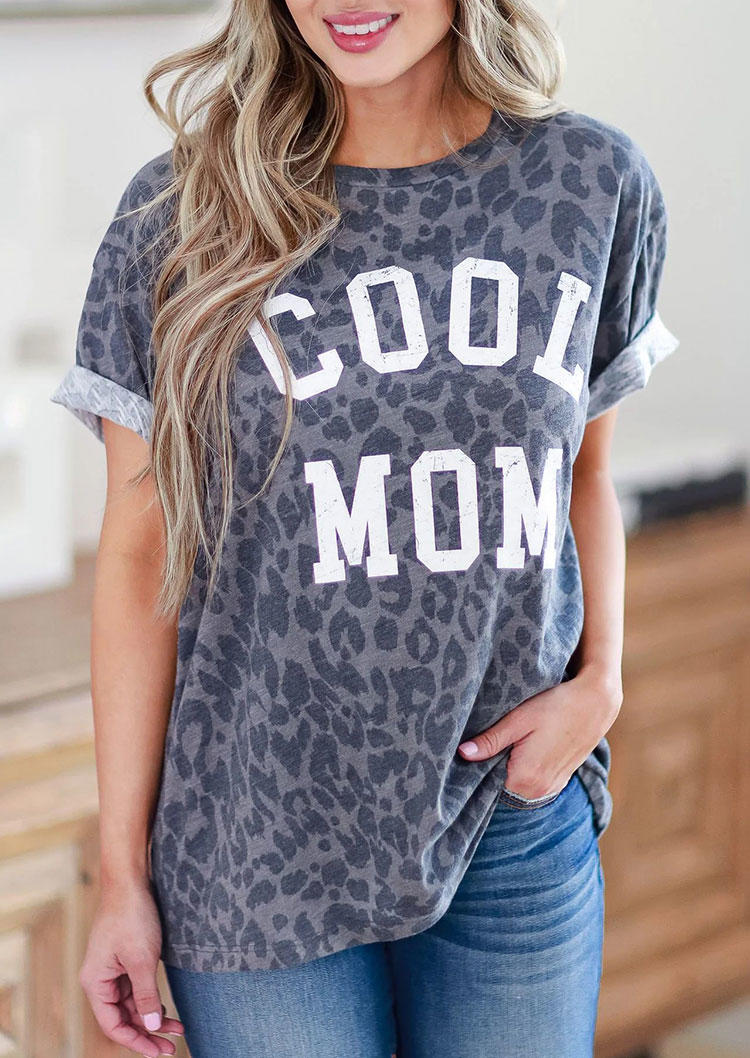 

T-shirts Tees Cool Mom Leopard O-Neck T-Shirt Tee in Multicolor. Size