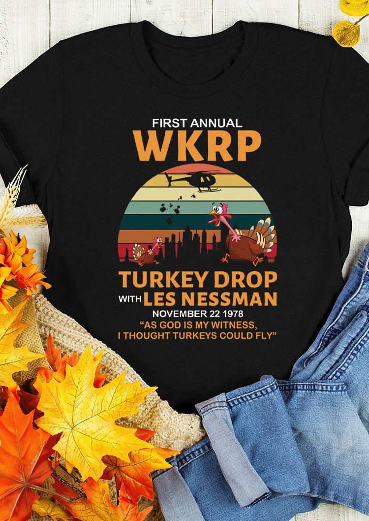 

T-shirts Tees Thanksgiving First Annual Turkey T-Shirt Tee in Black. Size