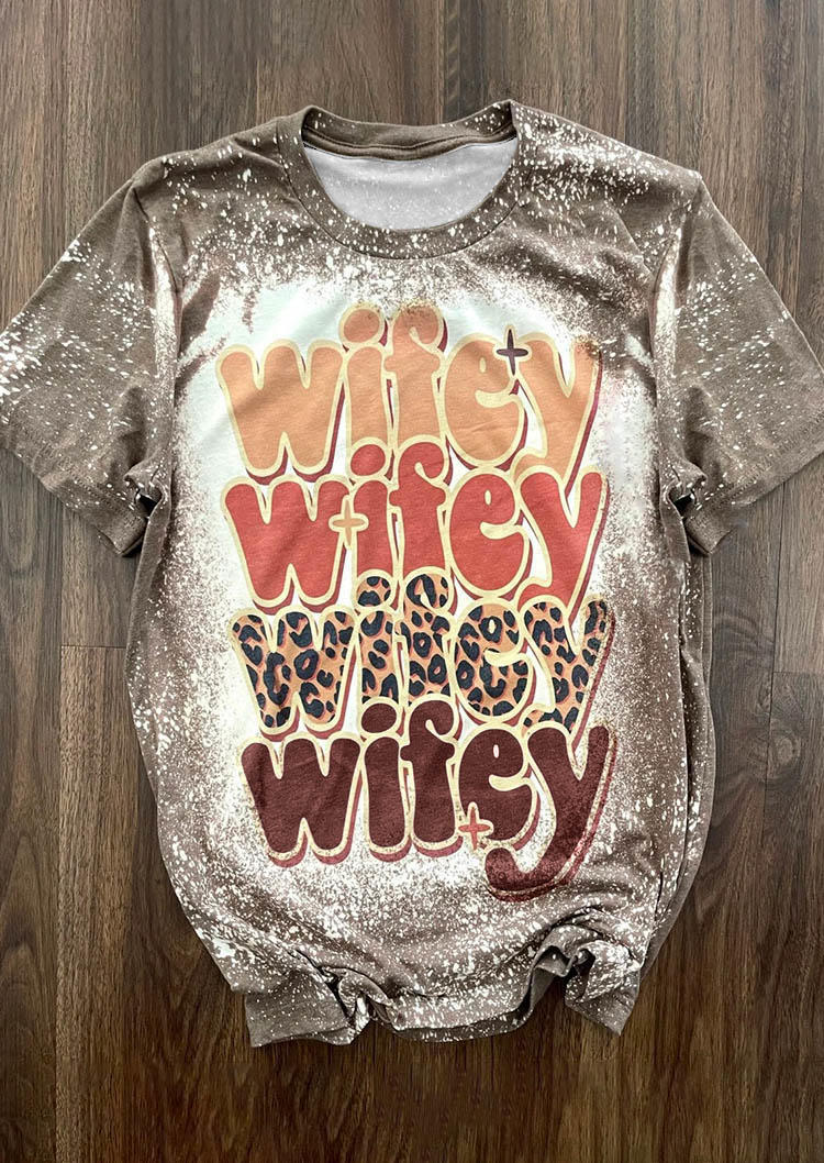 

T-shirts Tees Wifey Leopard Bleached T-Shirt Tee in Khaki. Size