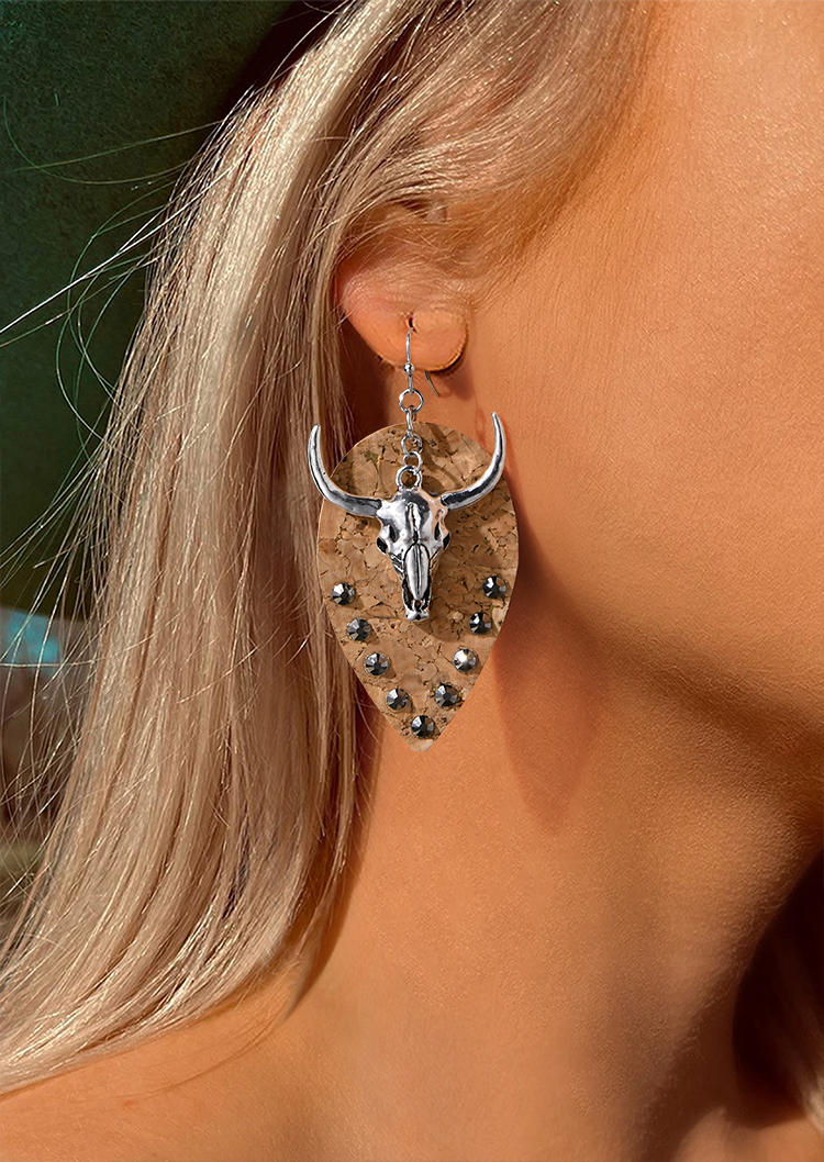 

Earrings Western Steer Skull Rivet Earrings in Khaki. Size