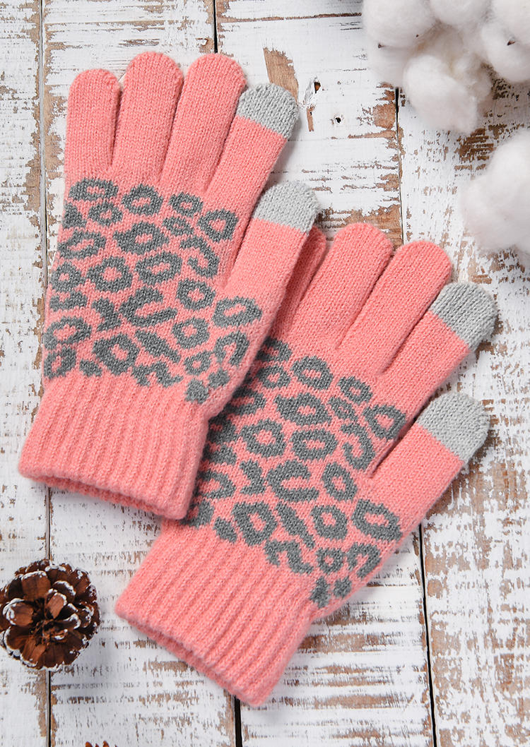 

Gloves Leopard Winter Warm Gloves in Pink. Size