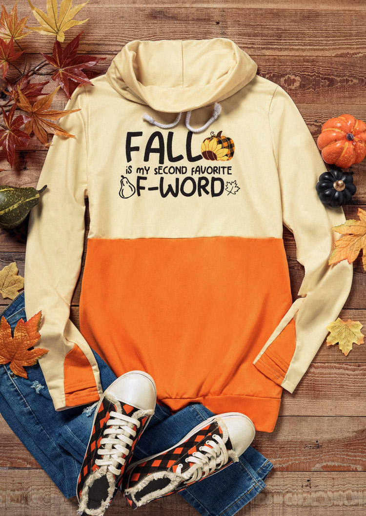 Fall Is My Second Favorite F-Word Plaid Pumpkin Sunflower Sweatshirt - Orange