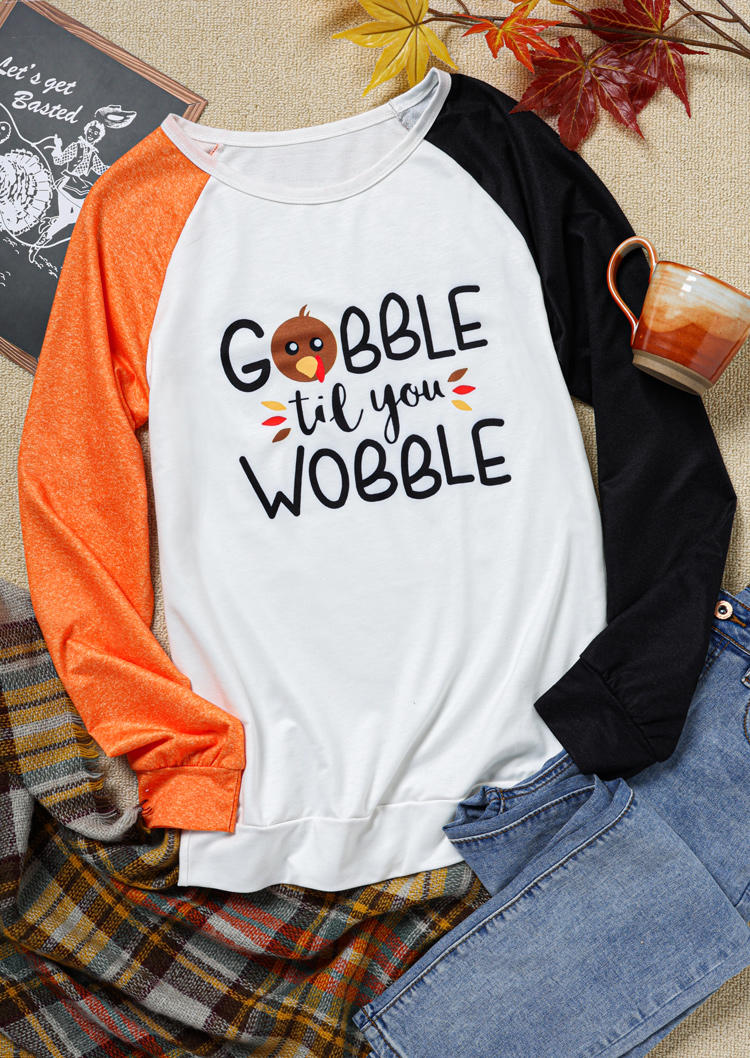 Thanksgiving Gobble Til You Wobble Turkey Sweatshirt - Orange