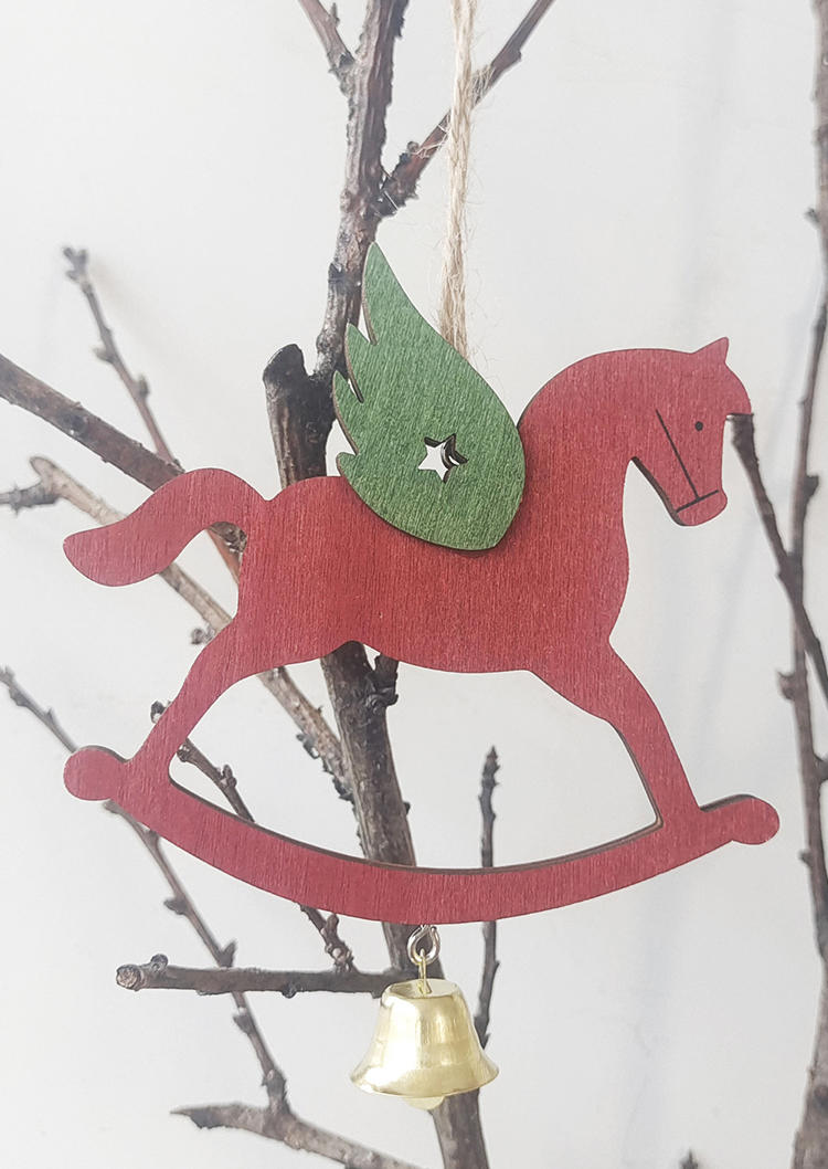 Christmas Decoration Christmas Horse Hollow Out Hanging Sign Ornament in Red. Size: One Size