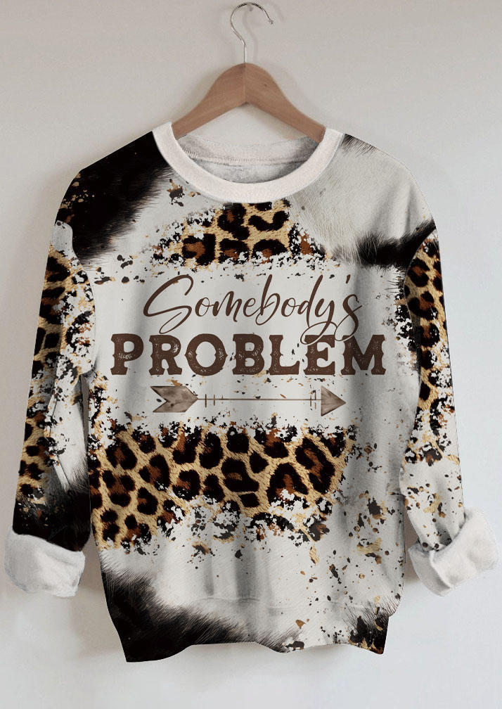 

Sweatshirts Somebody' Problem Leopard Arrow Sweatshirt in Multicolor. Size: L,M,,XL
