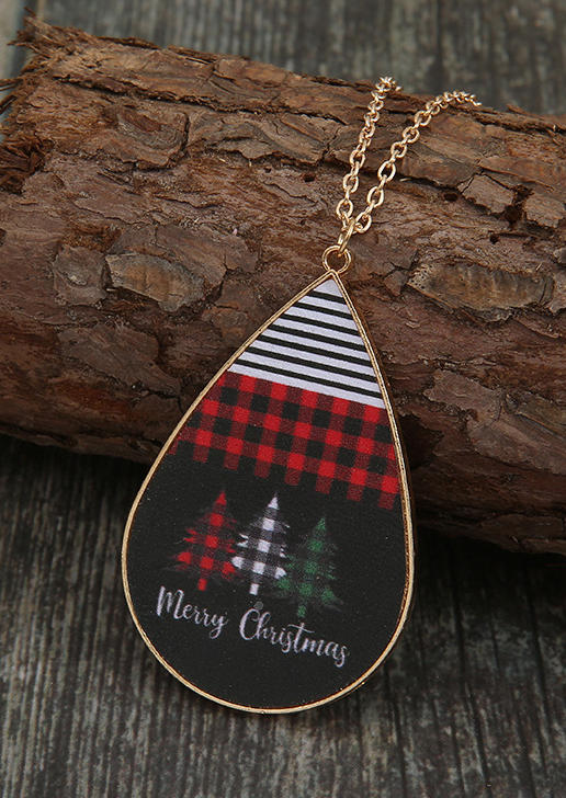 

Necklaces Merry Christmas Plaid Tree Striped Pendant Necklace in Multicolor. Size