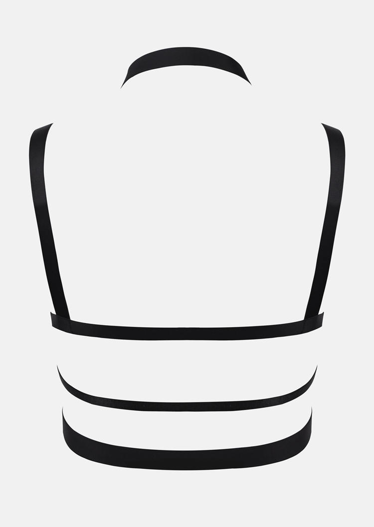 

Lingerie Criss-Cross Backless Halter Lingerie in Black. Size: S
