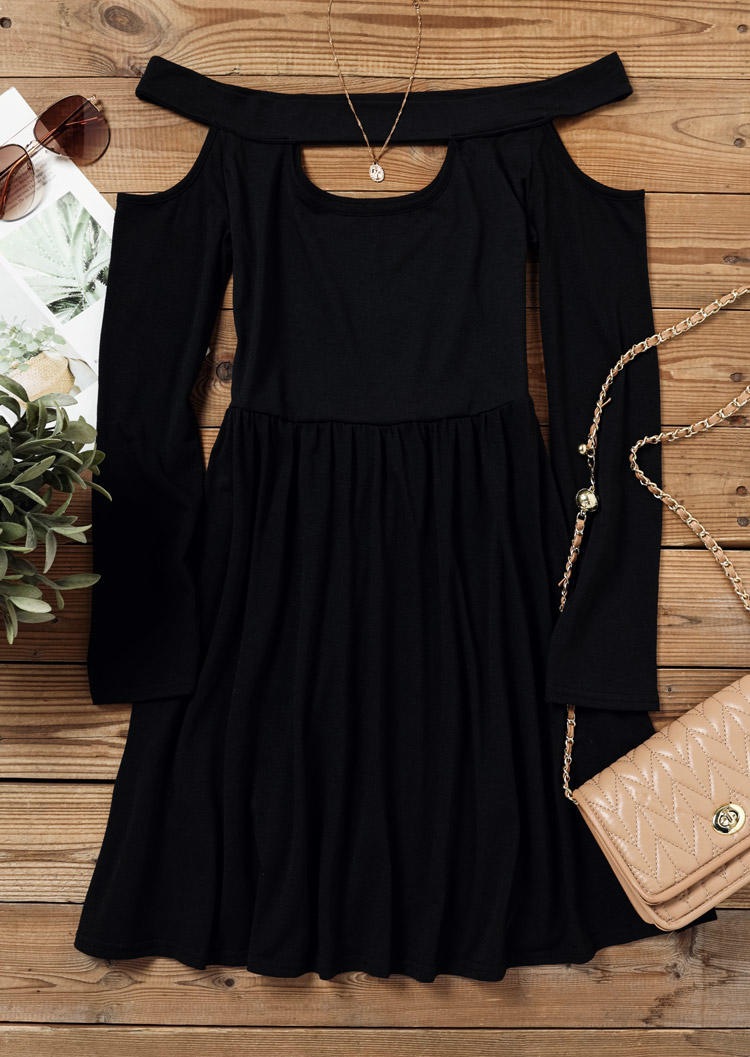 Mini Dresses Cut Out Off Shoulder Mini Dress in Black. Size: L,M