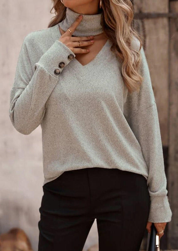

Blouses Hollow Out Drop Shoulder Blouse - Light Grey in Gray. Size: L,M,,XL