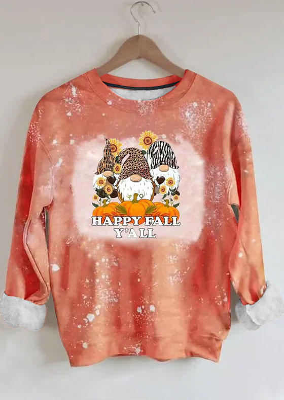 

Sweatshirts Happy Fall Y'all Leopard Gnomies Pumpkin Sunflower Sweatshirt in Orange. Size: M