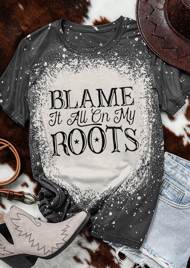 T-shirts Tees Blame It All On My Roots Bleached T-Shirt Tee - Dark Grey in Gray. Size: L,M,S,XL