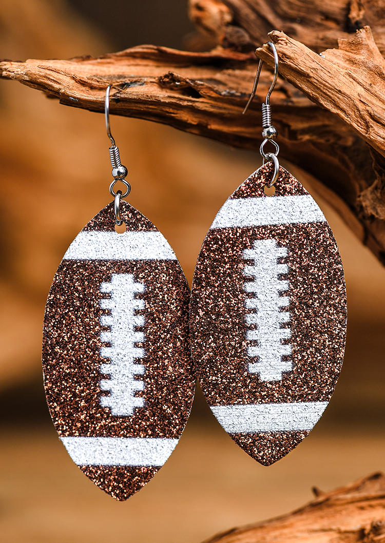 

Earrings Football Glitter One-Sided Hook Earrings in Brown. Size