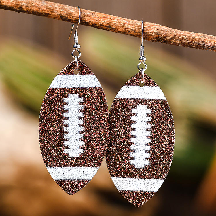 Football Glitter One-Sided Hook Earrings