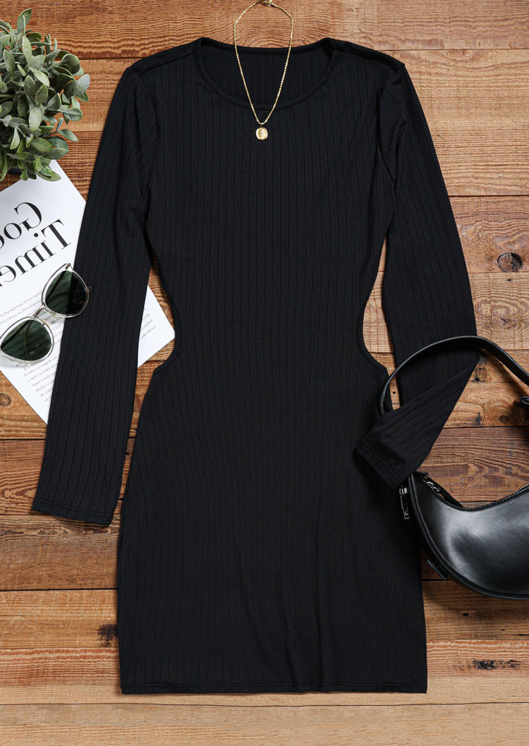 

Bodycon Dresses Cut Out Long Sleeve Bodycon Dress in Black. Size